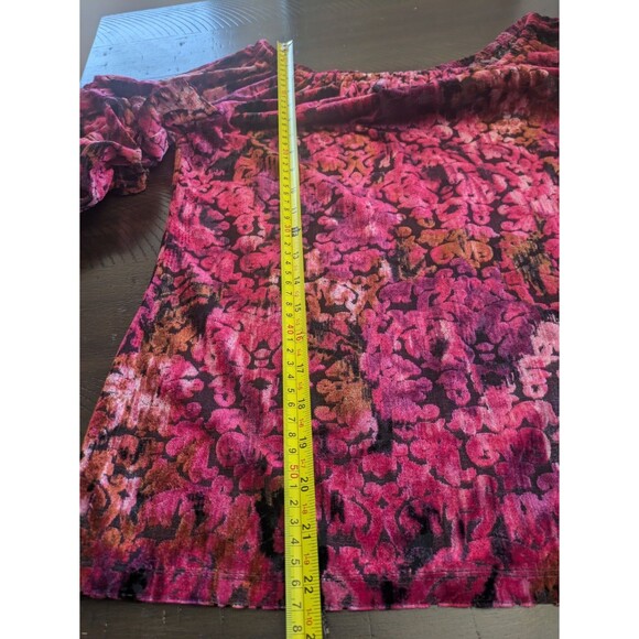 Coco Bianco Burnout Velvet Top Off Shoulder Gathered Sleeve Peasant Boho Medium - Picture 9 of 10